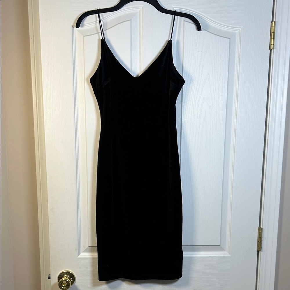 Crystal Sky Elegant Black Spaghetti Strap Velvet Dress size medium